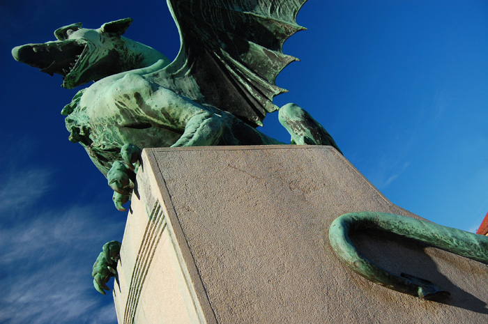 The famous Ljubljana dragon as seen on The Dragon Bridge