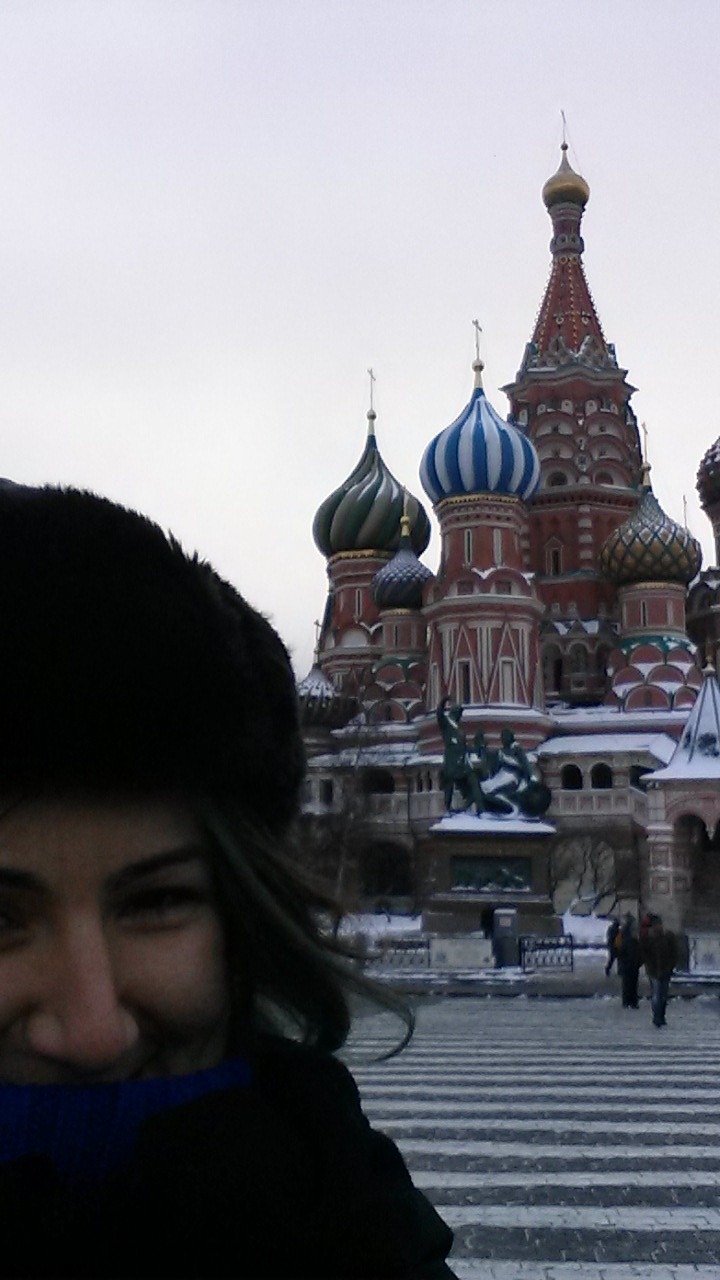 my selfie attempt in front of St. Basil's Cathedral in Red Square