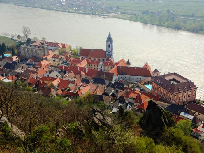 Wachau Valley and Krems church from above