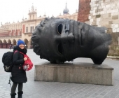 Giant Head Sculpture, Eros Bound at Rynek Glowny