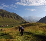 Mowing the lawn in traditional way, Ushguli