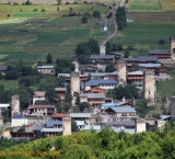 Typical Svaneti village with stone build towers (koshkebi), Ushguli