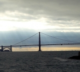 Admiring the Golden Gate Bridge from the Alcatraz Island