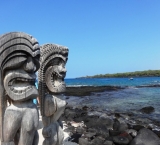 The Tiki statues are guarding over the Big Island Hawaii