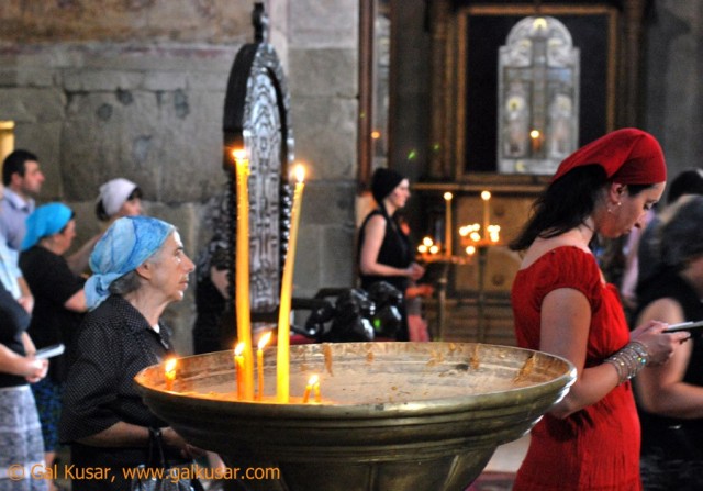 Service at Svetitskhovelska cathedral from 11th century, Mtskheta