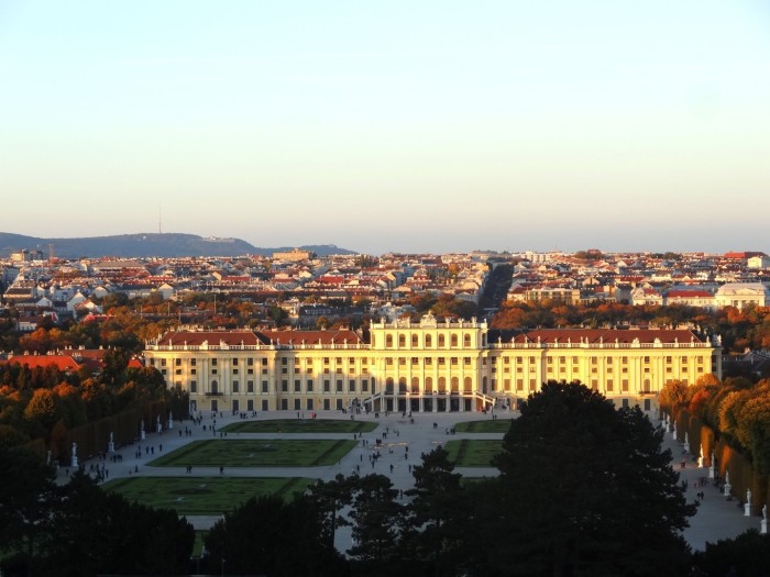 Sunset over the Schonbrunn Palace Vienna