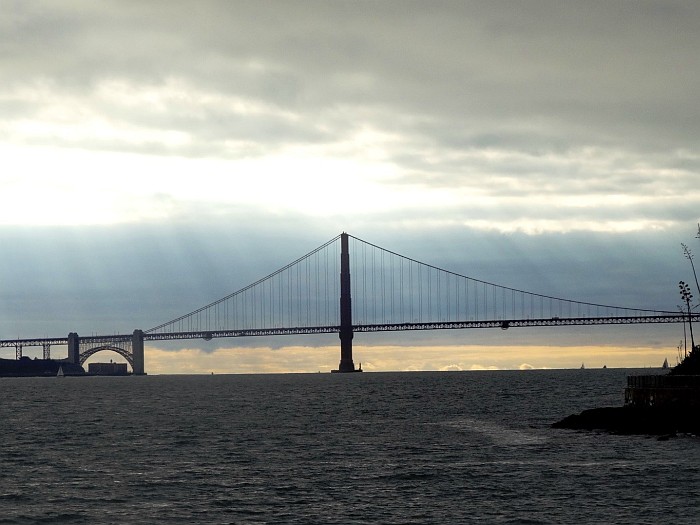 Admiring the Golden Gate Bridge from the Alcatraz Island