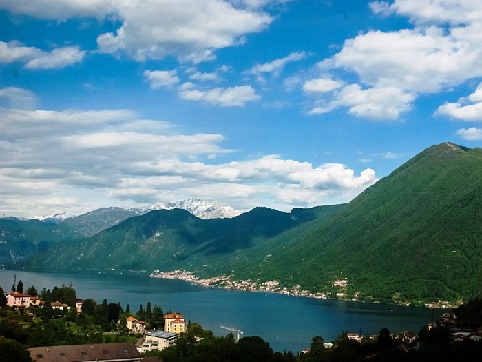 Lake Como Italy is surrounded by the Alps