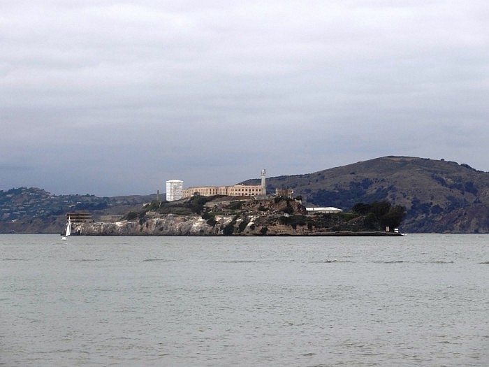 The Alcatraz Island, with the prison on the top of it