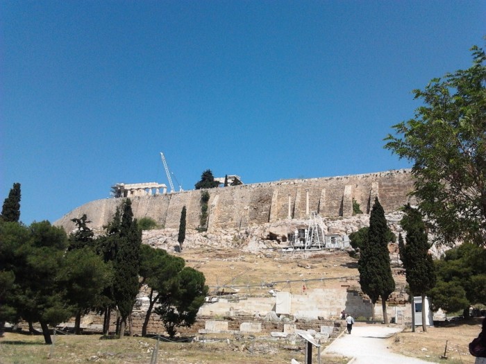 View of the Acropolis of Athens from its base