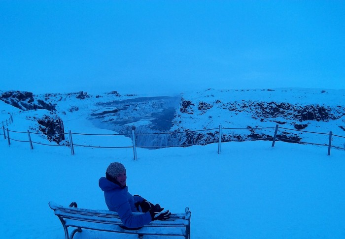 Gullfoss watefall at sunrise