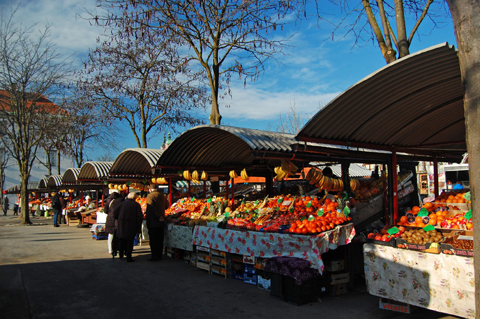 Right next to the Dragon Bridge is the Ljubljana central market.