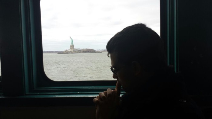On my way to Staten Island passing the statue of Liberty.