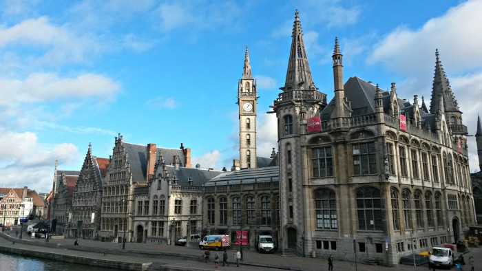 Gent, Graslei Canal by Lys river