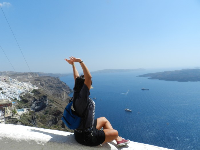 Me, June 2014. Santorini Island. When you are at the peak, you don't mind the storms.