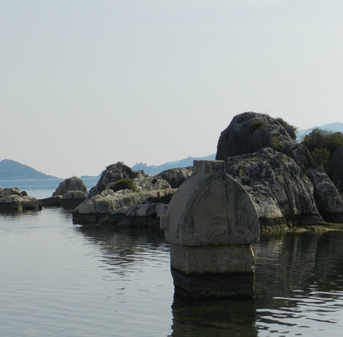 Lycian Tomb offshore in Kaleköy ( also known as Symena) in Kaş. May 2014