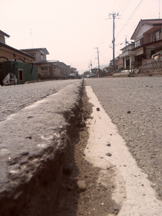 Collapsed road in Ishinomaki county in Miyagi prefecture, May 2011