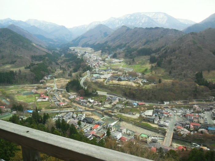 View of the valley from Yama-dera, Mountain Temple, in Yamagata Pref. Haiku Poet Matsuo Basho wrote his famous haiku "ah this silence / sinking into the rocks / voice of cicada" in 1689 at Yama-dera.