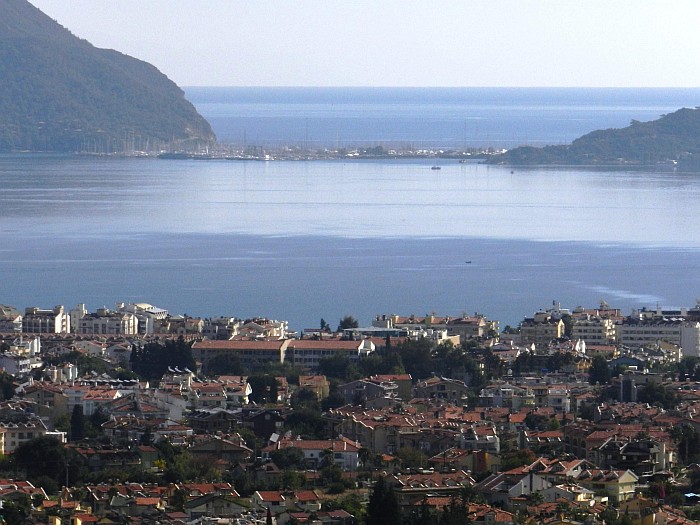 Yalancıboğaz ahead, Marmaris down, the view is from Armutalan district