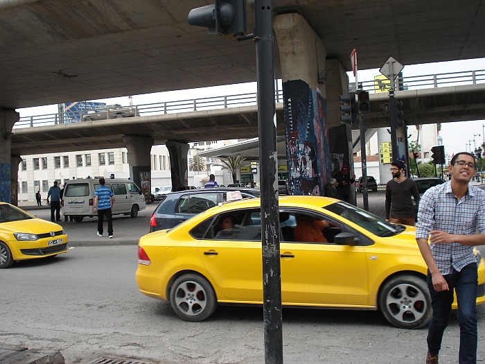 Taxi is easy to spot - yellow