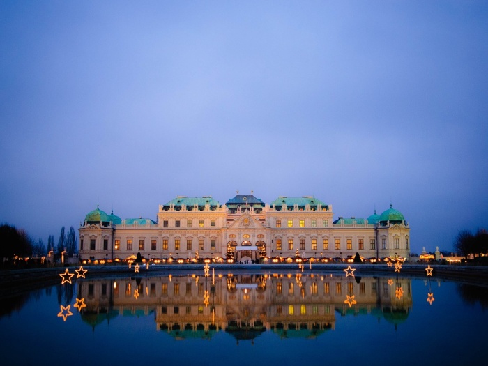 Belvedere Palace Vienna by night