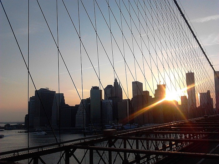 Manhattan from the Brooklyn Bridge New York